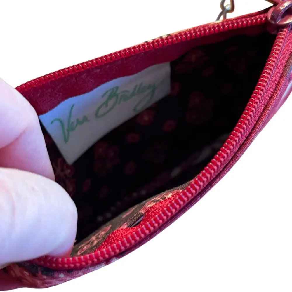 Vera Bradley red coin purse ID wallet Americana bandana print cotton fabric zip